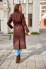 Classic cut with a waist belt wool coat