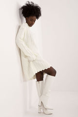 Mini knitted dress with a turtleneck