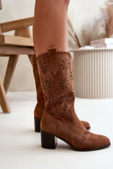 Open-work elegant design eco-suede Boots