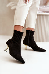 Stylish heel black ankle boots