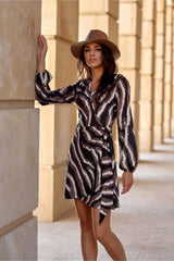 Long sleeves wrap-style dress