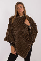 Loose cut varied fabric texture poncho