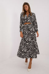 Long sleeves animal motif skirt set