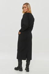 Long sleeves casual sweatshirt midi daydress