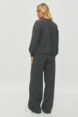 Loose hoodie and wide pants tracksuit set