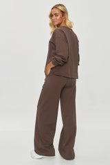 Loose hoodie and wide pants tracksuit set