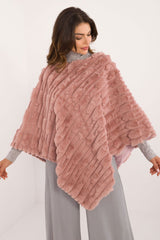 Loose cut varied fabric texture poncho