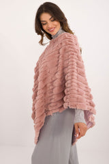 Loose cut varied fabric texture poncho