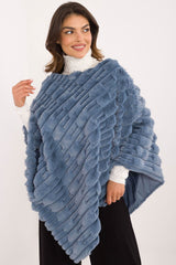 Loose cut varied fabric texture poncho