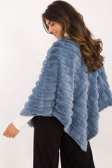 Loose cut varied fabric texture poncho