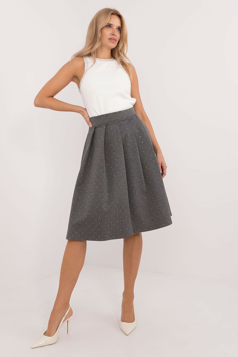 Elegant knee-length formal midi skirt