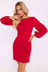 Long puffed sleeves mini cocktail dress