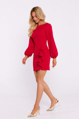 Long puffed sleeves mini cocktail dress