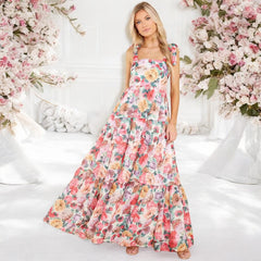 Summer Elegant Floral Strap Vacation Dress