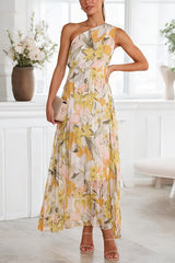 Women Summer Printing One Shoulder Vacation Dress