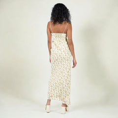 Sexy Deep V Plunge Neck Lace up Floral Slip Summer Maxi Dress