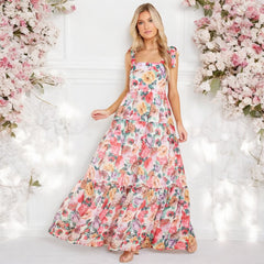 Summer Elegant Floral Strap Vacation Dress