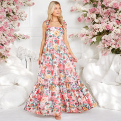 Summer Elegant Floral Strap Vacation Dress