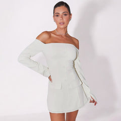 Elegant Slim off-Shoulder Long Sleeve Day Dress