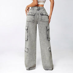 Straight High Waist Loose Pockets Jeans