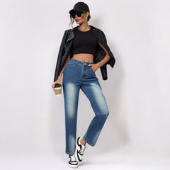 Women Loose Casual Straight Leg Denim Jeans