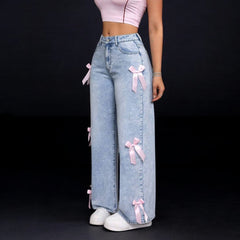 Street Sexy Bowknot Washed Jeans