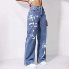 Stylish High Waist Baggy Straight Jeans