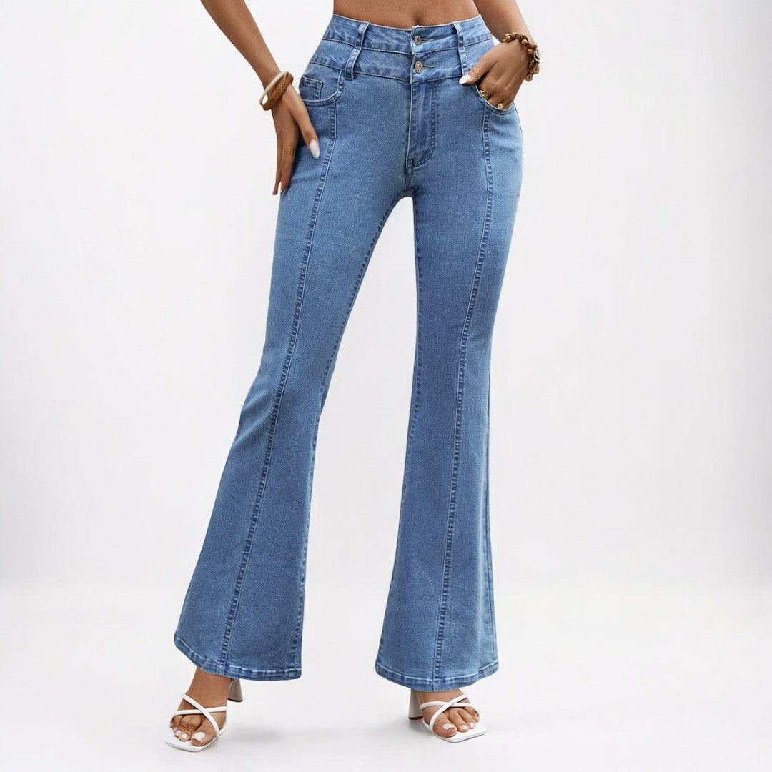 Women Stretch Casual Straight Denim Jeans