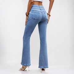 Women Stretch Casual Straight Denim Jeans