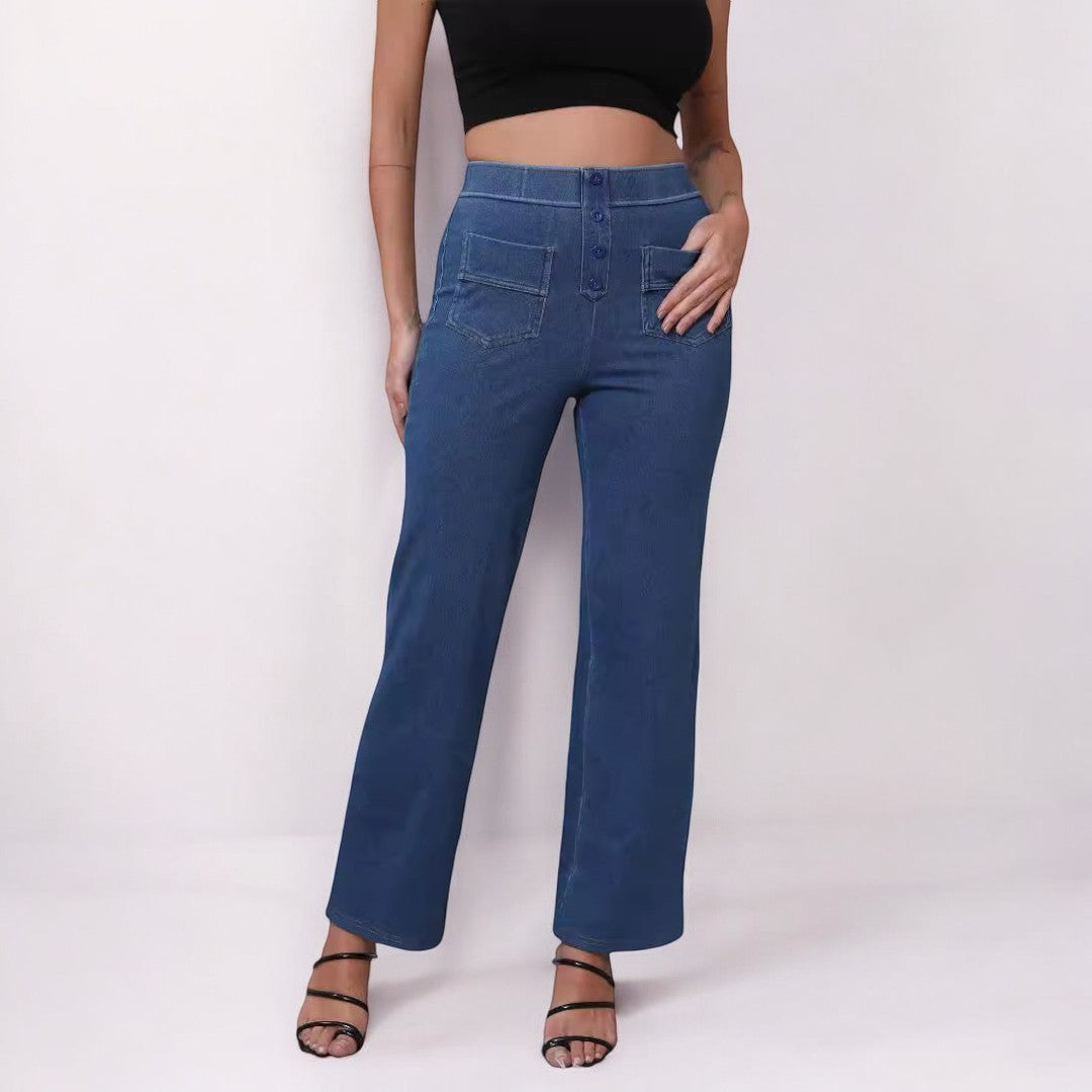 Women's Casual Straight High Waist Jeans