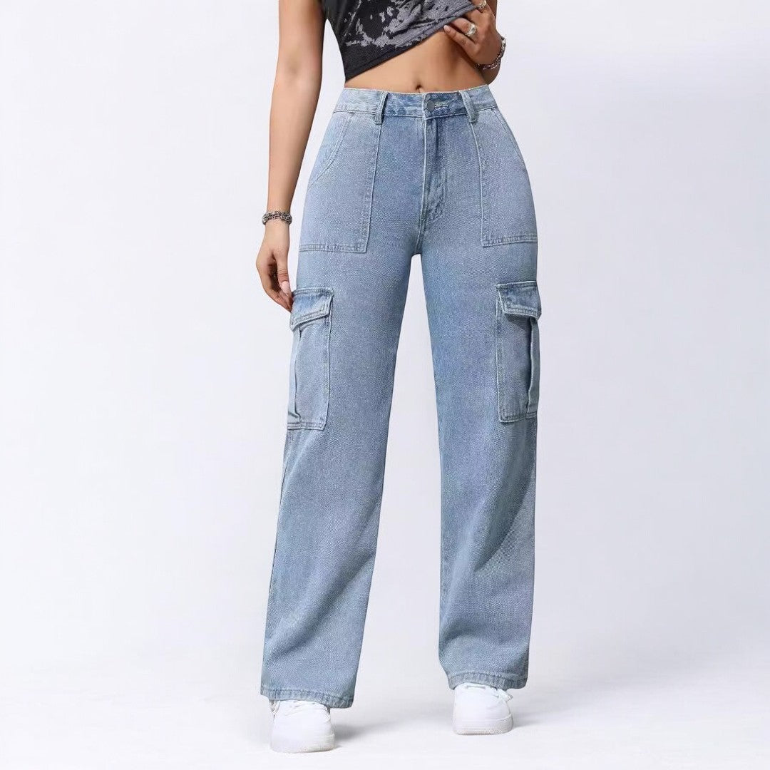 Multi Pocket Straight Leg Jeans