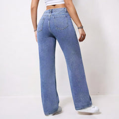 Stylish High Waist Baggy Straight Jeans