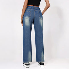 Women Loose Casual Straight Leg Denim Jeans