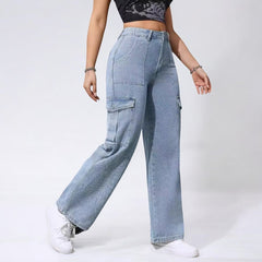 Multi Pocket Straight Leg Jeans