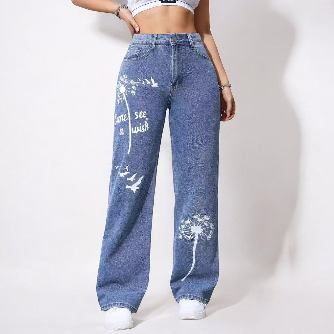 Stylish High Waist Baggy Straight Jeans