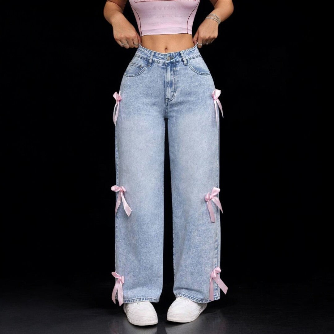 Street Sexy Bowknot Washed Jeans