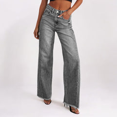 High Waist Straight Wide Leg Jeans