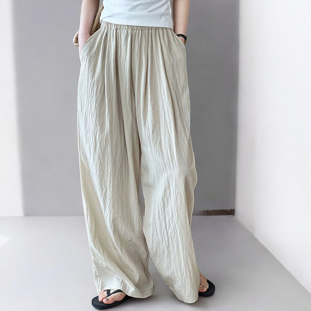 Thin Elastic Waist Drooping Wide Leg Pants