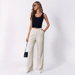 Straight Casual High Waist Wide Leg Pants