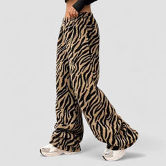 Leopard Print Pants Casual Drape Wide Leg Trousers