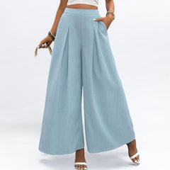 Woven Casual Pleated Loose Trousers