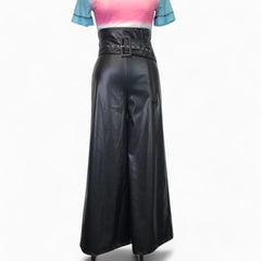 Women High Waist Faux Leather Pants