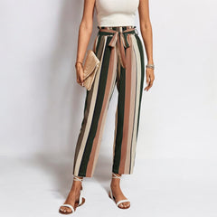 Striped Printed Ankle Length Pants