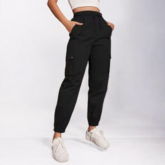 High Waist Wide Leg Ankle Tied Cargo Pants