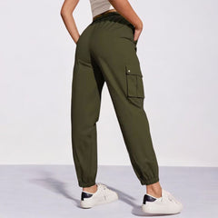 High Waist Wide Leg Ankle Tied Cargo Pants