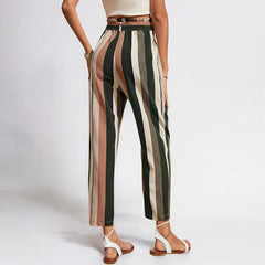 Striped Printed Ankle Length Pants