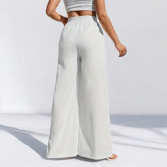 Pleating Cross Double Layer See Through Wide Leg Casual Pants