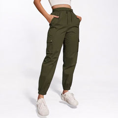 High Waist Wide Leg Ankle Tied Cargo Pants