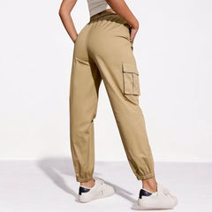 High Waist Wide Leg Ankle Tied Cargo Pants