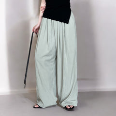 Thin Elastic Waist Drooping Wide Leg Pants